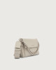 Orciani Missy Longuette Soft leather shoulder and crossbody bag with chain Grained leather Clay