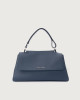 Orciani Sveva Longuette Soft leather handbag with strap Grained leather Navy