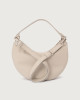 Orciani Dumpling Soft Midi leather shoulder bag with strap Grained leather Clay