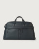 Orciani Micron leather duffle bag with shoulder strap Grained leather Navy