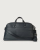 Orciani Micron leather duffle bag with shoulder strap Grained leather Navy