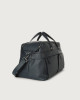 Orciani Micron leather duffle bag with shoulder strap Grained leather Navy