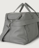 Orciani Micron leather duffle bag with shoulder strap Grained leather Light grey