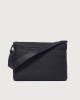 Orciani Chevrette Woven leather messenger bag Leather Blue