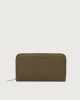 Orciani Zip around Soft large leather wallet Grained leather Oasi Green