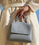 Orciani Sveva Soft Mini leather handbag with shoulder strap Grained leather Dust