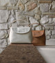 Orciani Nana Soft Small leather handbag with strap Grained leather White
