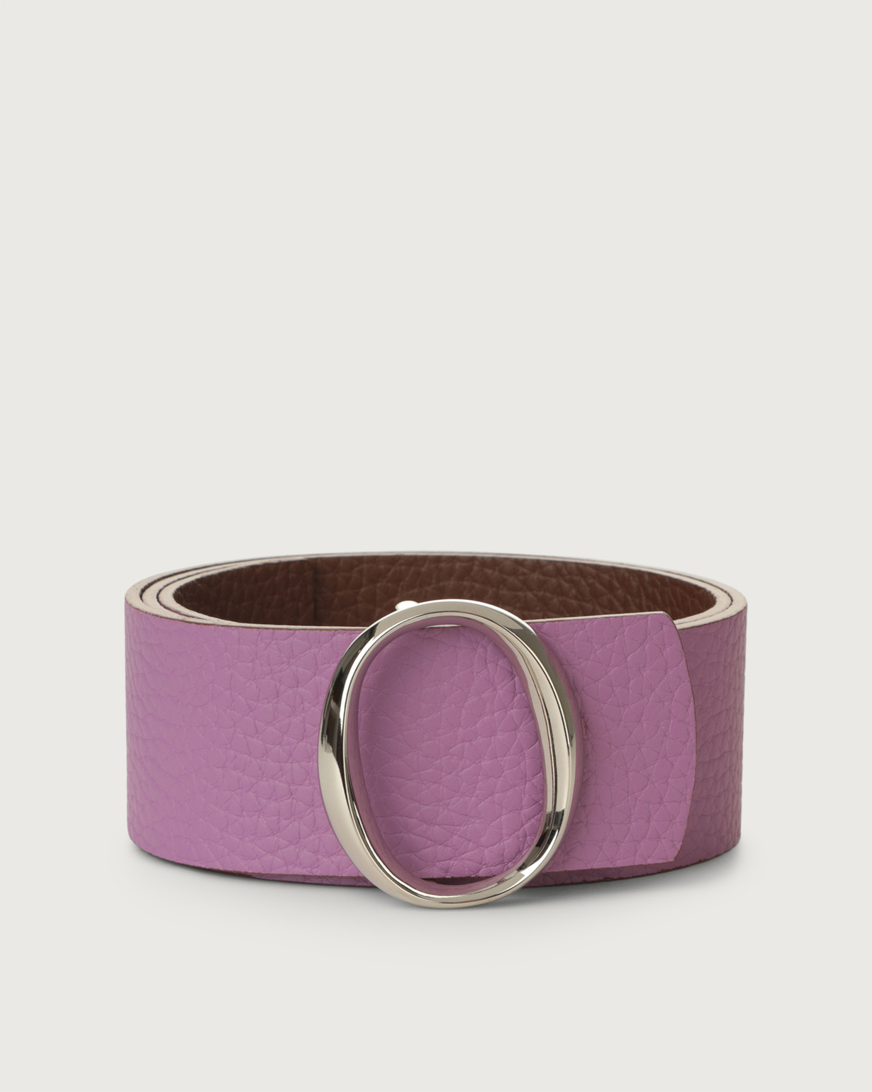 ORCIANI Soft Double high-waist leather belt. , color Lily+Brown