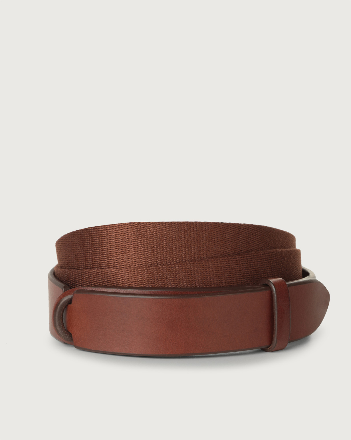 Orciani Italian Leather Belt Brass Buckle 30 - 34 in Scoop Soft Brushed Brown ORCIANI Grit leather belt with double metal loop. , color Brown main image 2
