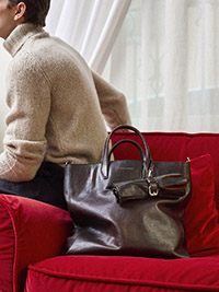 ORCIANI Virgo Soft Midi leather handbag. , color Chocolate