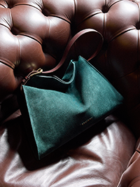 ORCIANI Nana Peach Small suede leather handbag with strap, color