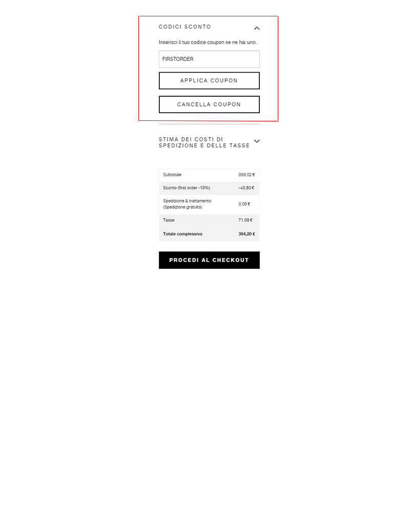 Codice sconto clearance o bag