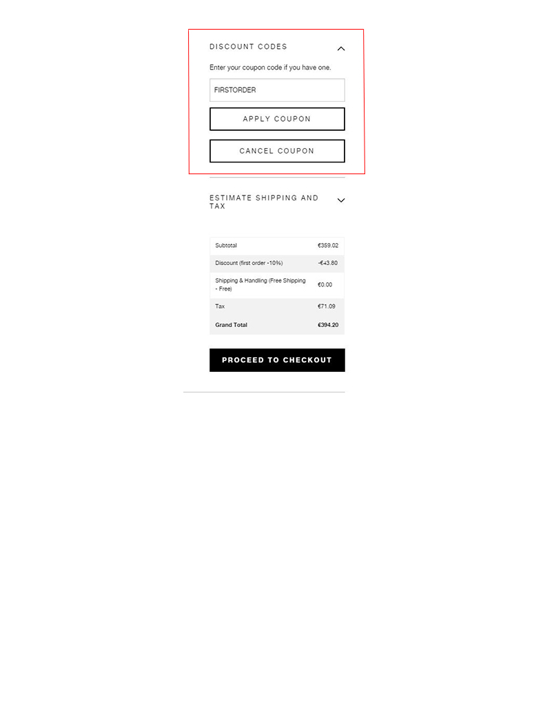 Example - Applying a coupon code to receive free shipping